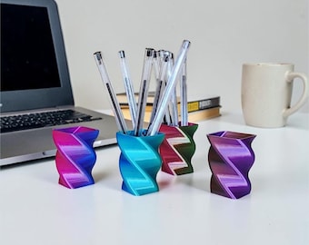 Mini Pen Holder, Modern Desk Organizer, 3D Printed Pencil Cup, Office Decor, Small Minimalist Desk Accessory.