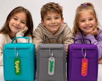 Personalized Lunch Box Tag, Custom Lunchbox Keychain, 3D Printed Lunch Tag, School Lunch Bag Label, Kids Name Tag Charm,Lunch Box Identifier