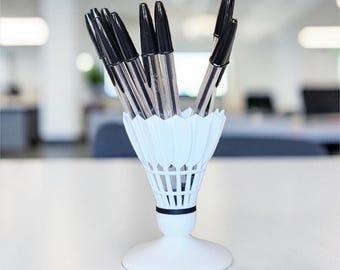 3D Printed Badminton Shuttlecock Pen Holder, Desk Organizer, Sports Desk Decor, Pencil Holder, Office Accessory, Badminton Gift, Coach Gift