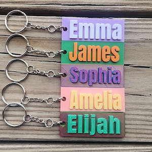 Custom Name Keychain, Personalized Name Keychain, School Name Label, Backpack Name Tag, 3D Printed Keychains, Lunchbox Tag, Name Keychain
