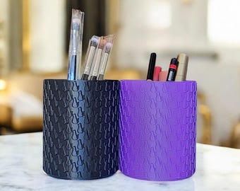 3D Printed Cat Cosmetic Holder – Makeup Brush Organizer, Cute Bathroom Decor.