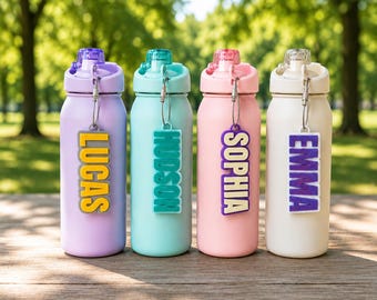 Personalized Water Bottle Name Tag, Custom 3D Printed Bottle Name Tag, Kids Water Bottle Tag, Bottle ID Tag, Reusable Bottle Tag, School Tag