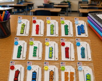 Etiqueta de identificación personalizada impresa en 3D para el aula, llavero con etiqueta de identificación personalizada para estudiantes, regalo para profesores para estudiantes, etiqueta de identificación escolar, etiqueta de identificación para preescolar.