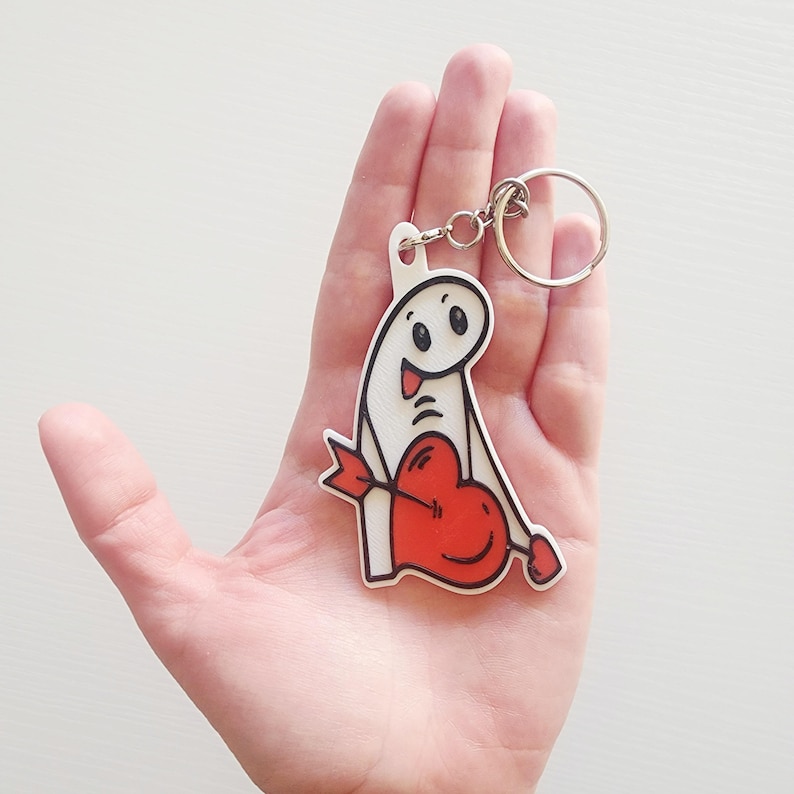 Heart Keychain Ricky Martin Heart Character Keychain – 3D Printed Love Keychain, Funny Valentine ...