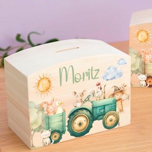 personalisierte Spardose Kinder "Farm Tiere" Bauernhof Geschenk Junge Mädchen Kinderzimmer Geburtstag Taufe personalisiertes Geschenk Deko