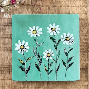 Wildflower Gänseblümchen Daisy Deko Fliese Marmorfliese Untersetzer Blumen Geschenk Sommer /einzeln oder 4er-Set (alle Blumen)