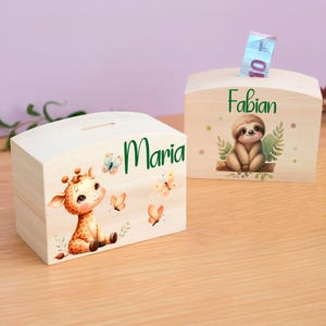 personalisierte Spardose Kinder "kleine Giraffe" "kleines Faultier" Kids Junge Mädchen Kinderzimmer Geburtstag personalisiertes Geschenk