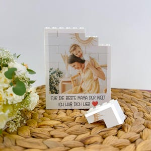 Personalized photo block made of building blocks with your own picture - a photo puzzle as a personal gift for mom for Mother's Day or her birthday.