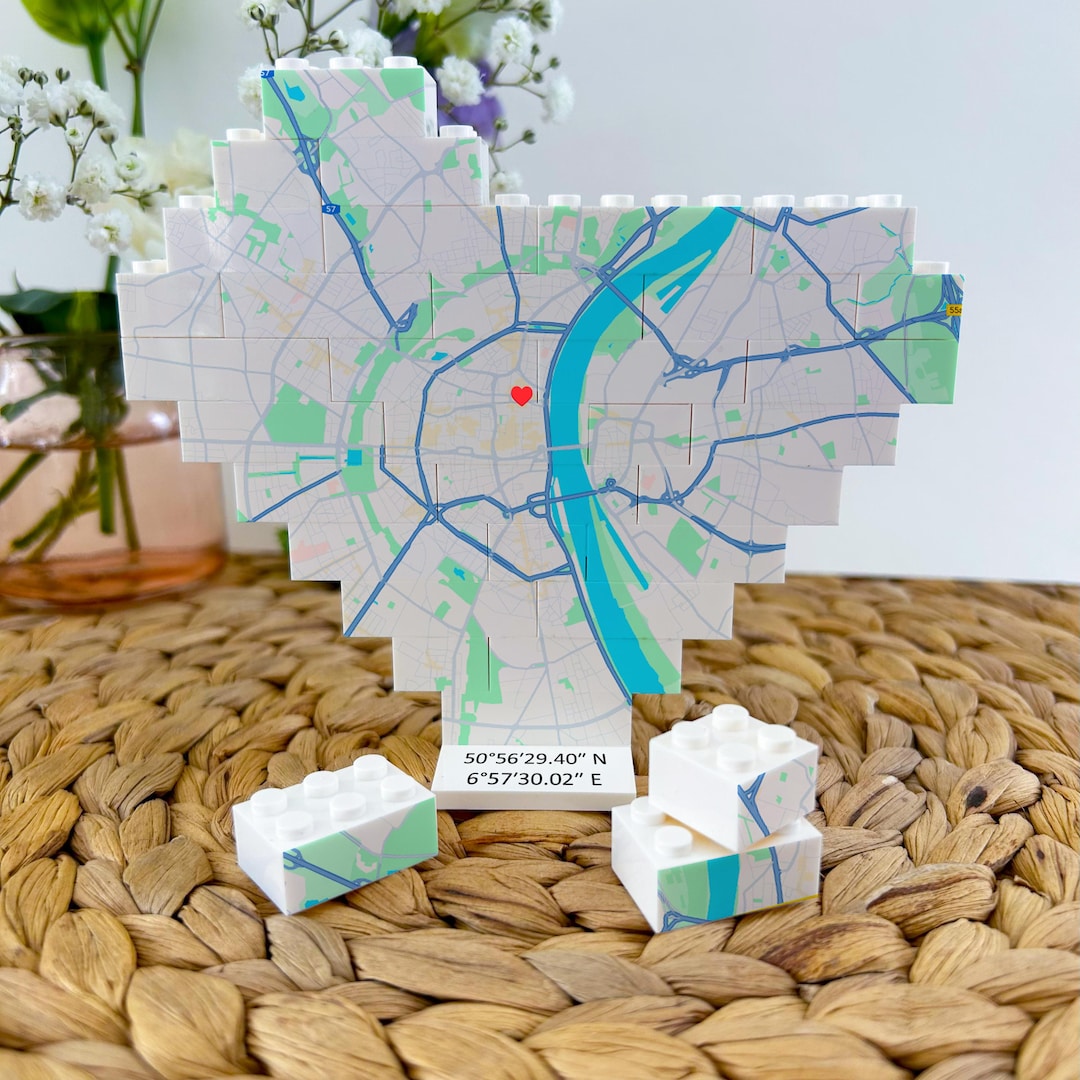 Personalized Heart-shaped Map Made of Building Blocks With Desired ...