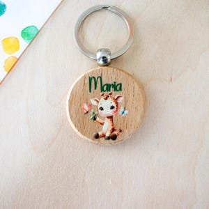 Pendentif porte-clés personnalisé "Girafe" cadeau personnalisé enfant anniversaire animaux maternelle scolarisation primaire