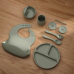 6 Piece Baby Weaning Set/ Baby Feeding Set Silicone BPA Free