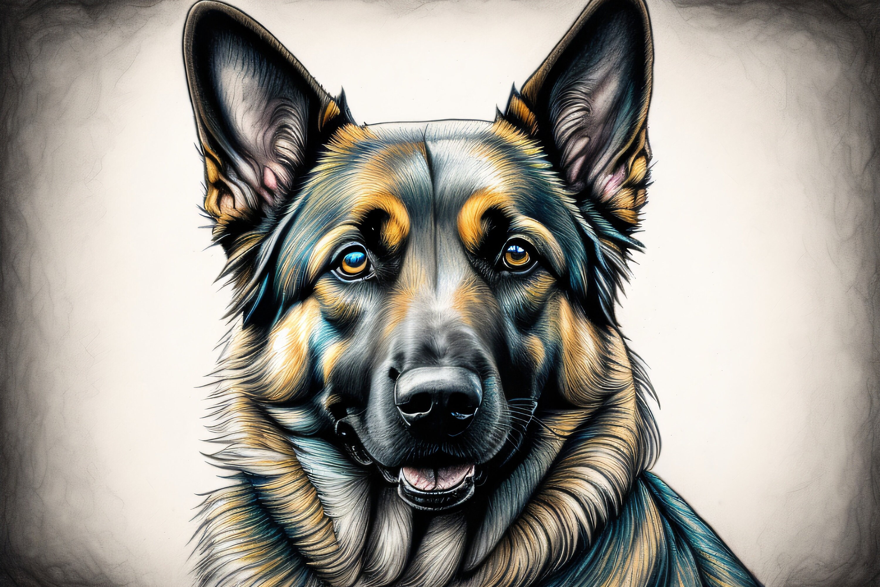 German Shepherd | PRINTABLE | Dog Artwork Portrait Illustration ...