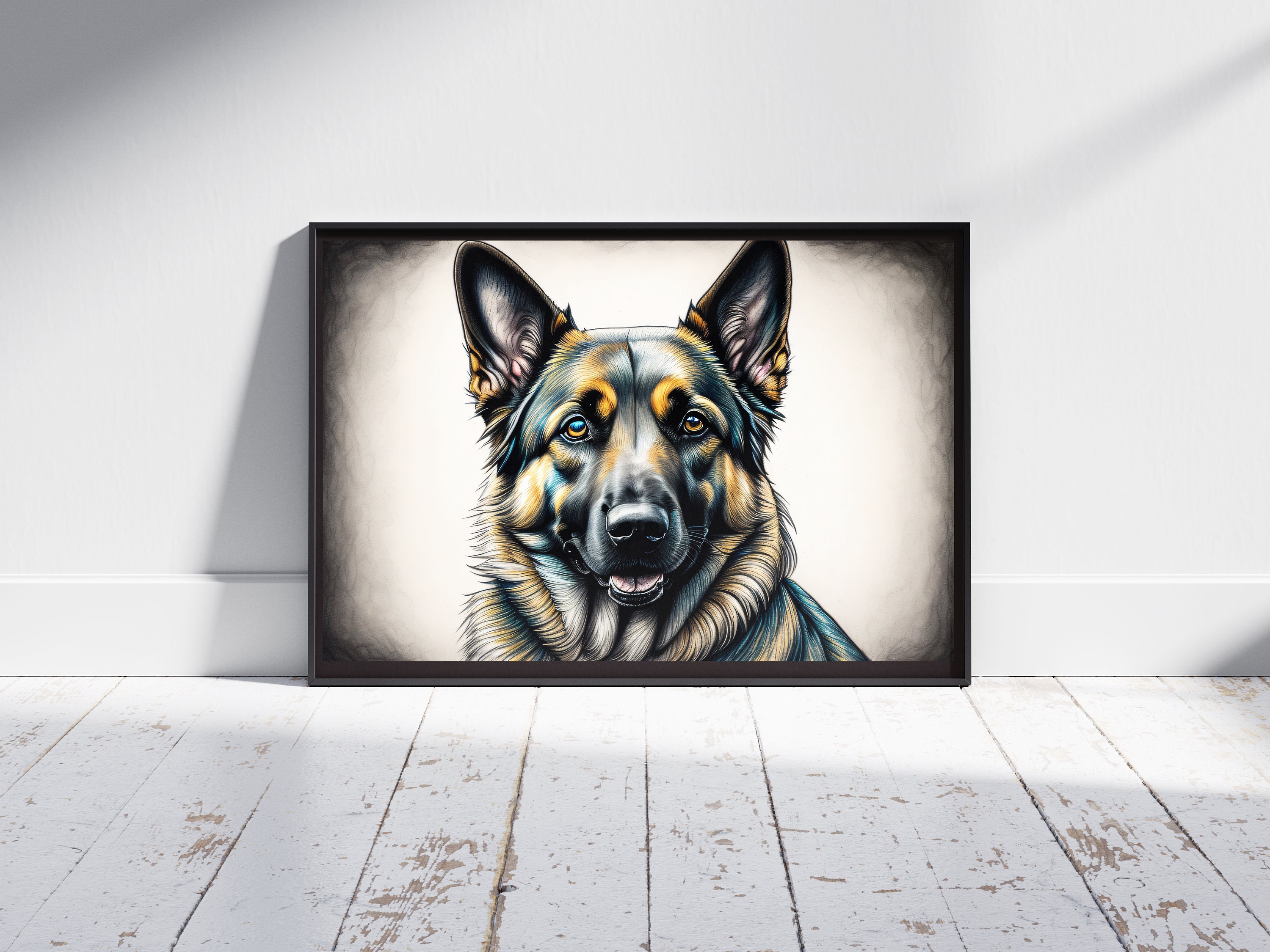 German Shepherd | PRINTABLE | Dog Artwork Portrait Illustration ...