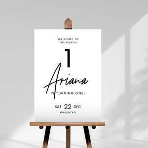 Minimalist Girl Birthday Welcome Sign, Editable Digital Template, Instant Download!