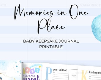 Baby Boy Keepsake Journal, Año Cinco, Descarga Instantánea, Libro de hitos del recién nacido, Baby Boy, Azul, Imprimible