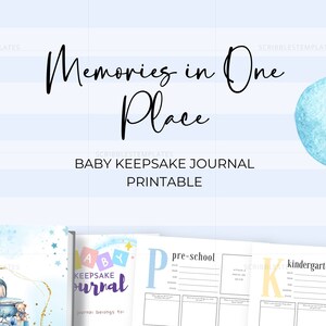 Baby Boy Keepsake Journal, Year Five, Instant Download, Newborn milestone book, Baby Boy, Blue, Printable