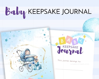 Baby Boy Keepsake Journal, Año Cinco, Descarga Instantánea, Libro de hitos del recién nacido, Baby Boy, Azul, Imprimible