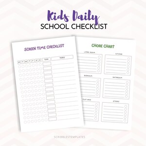 Daily Checklist Chore Chart Kids, School Routine, Daily Routine ...