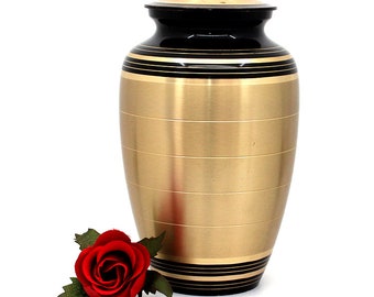 Brass Metal Urn For Ashes | Gold & Black