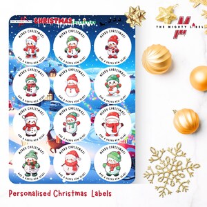 Lot de 24 étiquettes personnalisées bonhomme de neige pour cadeau de Noël