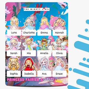 24 Personalisierte Kinder | Prinzessin Theme | Bügeletiketten | Namensschilder | Kleidungsetiketten | Schuletiketten