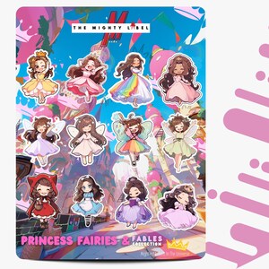 Folha de adesivos princesa fadas morena - pacote de adesivos minúsculos fofos - adesivos decorativos à prova d'água de vinil - adesivos personalizados perfeitos para laptops
