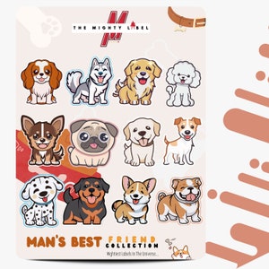 Hundesammlung Aufkleberbogen - niedlicher kleiner Aufkleber-Pack - Vinyl wasserdichte Deko-Aufkleber - Benutzerdefinierte Aufkleber perfekt für Laptops Hundeliebhaber