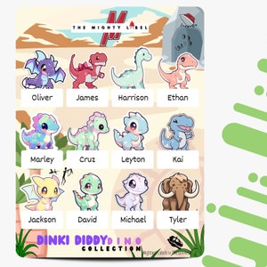 24 etiquetas adesivas com tema de dinossauro infantil personalizadas | Etiquetas de nome | Etiquetas para roupas | Etiquetas escolares