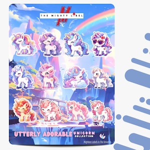 Adorable feuille d'autocollants licorne - Adorables petits autocollants pour filles - Cadeau - Petits autocollants - Vinyle déco imperméable - Stickers personnalisés