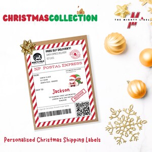 Etiquetas festivas para envio de Natal, etiqueta para entrega especial de Natal, etiqueta para presente, Papai Noel preto x2
