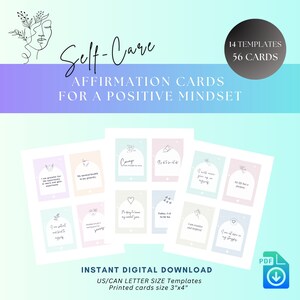 Baraja de cartas de afirmaciones de cuidado personal, tarjetas de afirmación para el amor propio, afirmaciones positivas, mentalidad fundamentada, amor propio, autoayuda