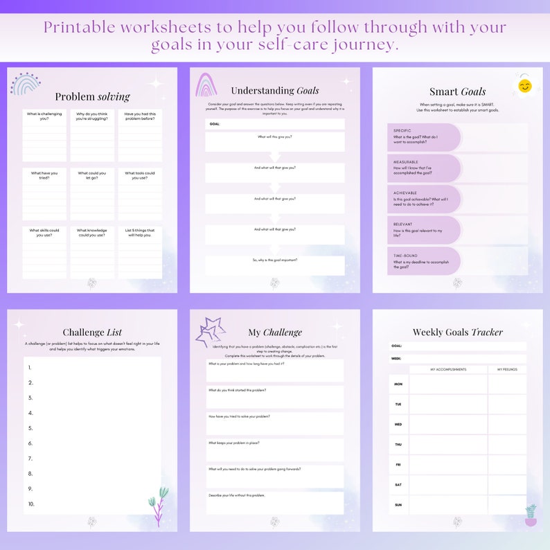 Fast Simple Life Worksheet Self-care Easy to Use Goal Setting - Printable Worksheets - Etsy