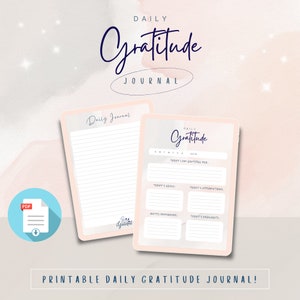 Daily Gratitude Journal, Gratitude Journal PDF, Daily Journal Notebook, Printable Worksheet, Mindfulness, Positive Mindset, Self-Care