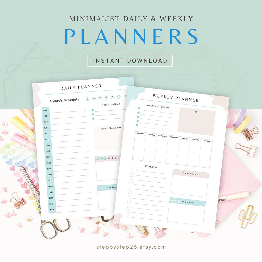Minimalist Daily & Weekly Planners - Etsy