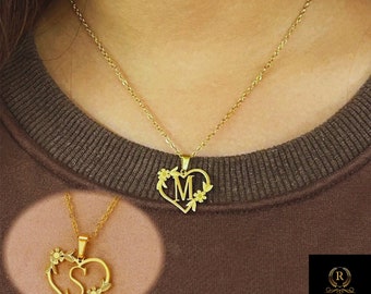 Personalisierte A-Z Initialen Buchstaben Herz Choker Anhänger Halskette, verstellbare Kette, Geburtstagsgeschenk, Geschenk für sie, Minimalistischer Schmuck