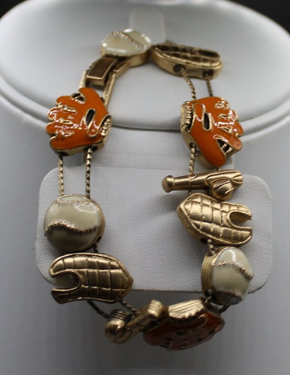 Super Cute Baseball Charm Bracelet, Catchers Ches… - image 4