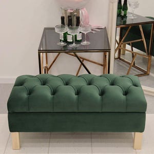 Velvet Storage Ottoman/Entryway Bench, Chesterfield Pouf Ottoman, Bedroom Bench, Storage Bench, Pouffe