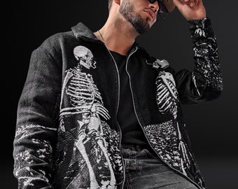 Tuxedo Skeletons woven tapestry jacket / Urban jacket / gift for men/women / Underground clothing brand / boys urban clothing