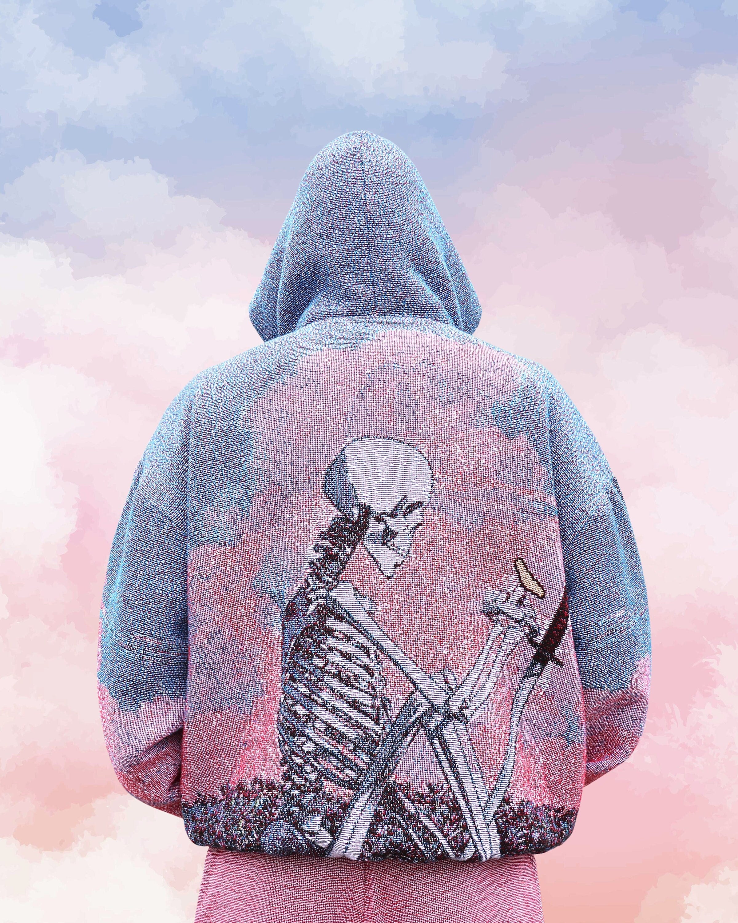 Skeleton in Peace Woven Tapestry Hoodie / Urban Clothing