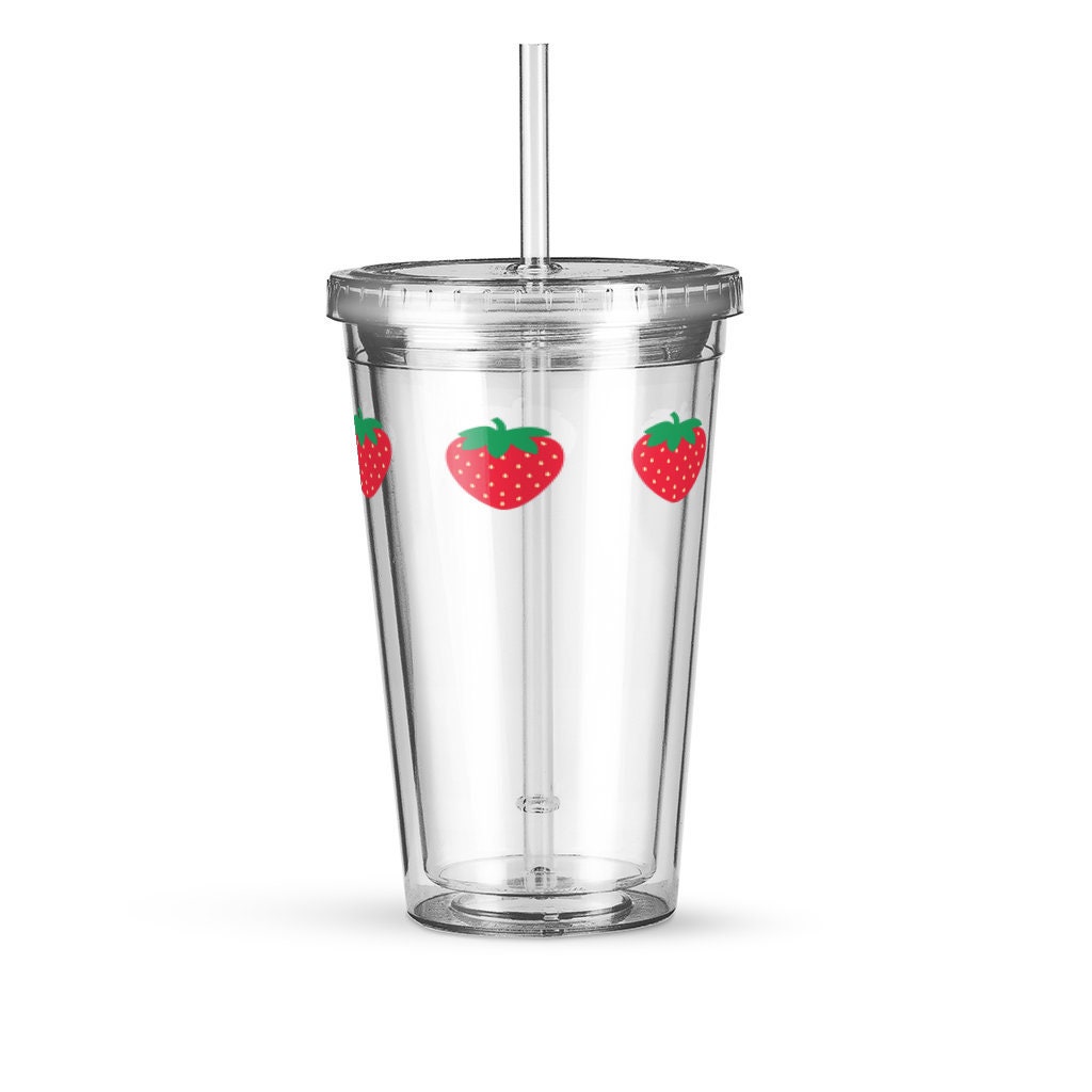 Cute Strawberry Nana Glass Cup With Straw MK16089 – KawaiiMoriStore