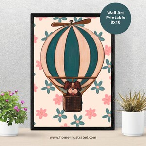 Montgolfière | Inspiration pour une chambre de bébé vintage, oeuvre d'art à téléchargement immédiat, téléchargement immédiat pour chambre de bébé