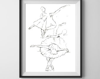 Ballerina line art, Instant Download Line Art, Ballet Poster, Ballet Art, Ballet theme nursery, ballet gift, ballerina printable, ballet