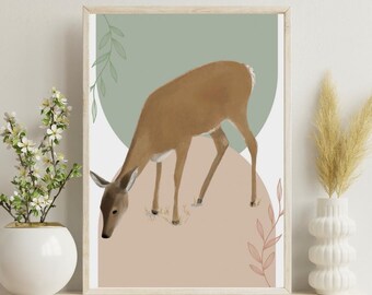 Pink Woodland Nursery, Deer Nursery Art, Deer Picture, Deer baby shower decorations, Deer Winter Baby Shower, . wall art,