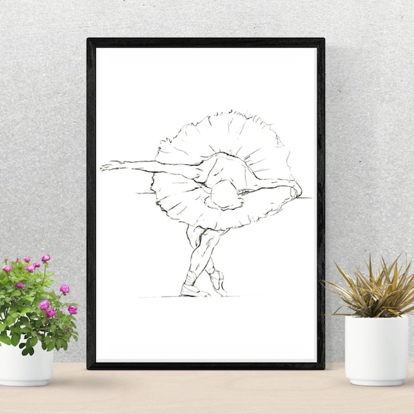 Ballerina ' Wall Art, Instant Download Line Art, Ballerina line print, Ballerina, Body Outline Print, Ballet Fine Art, Wall Art Printable,