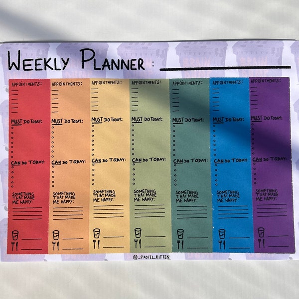ADHD friendly weekly planner