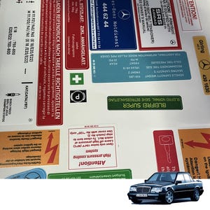 Mercedes - Benz W124 E200 E220 E230 E200d E230d E250d E280 E300 E320 E320cdi E420 E500 E450 DECAL STICKER SET Restoration