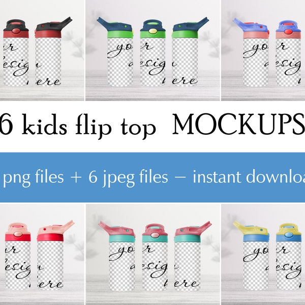 12oz  Kids Flip Top Tumbler MockUp Bundle: Back to School Digital Photo set, png jpeg files, instant download
