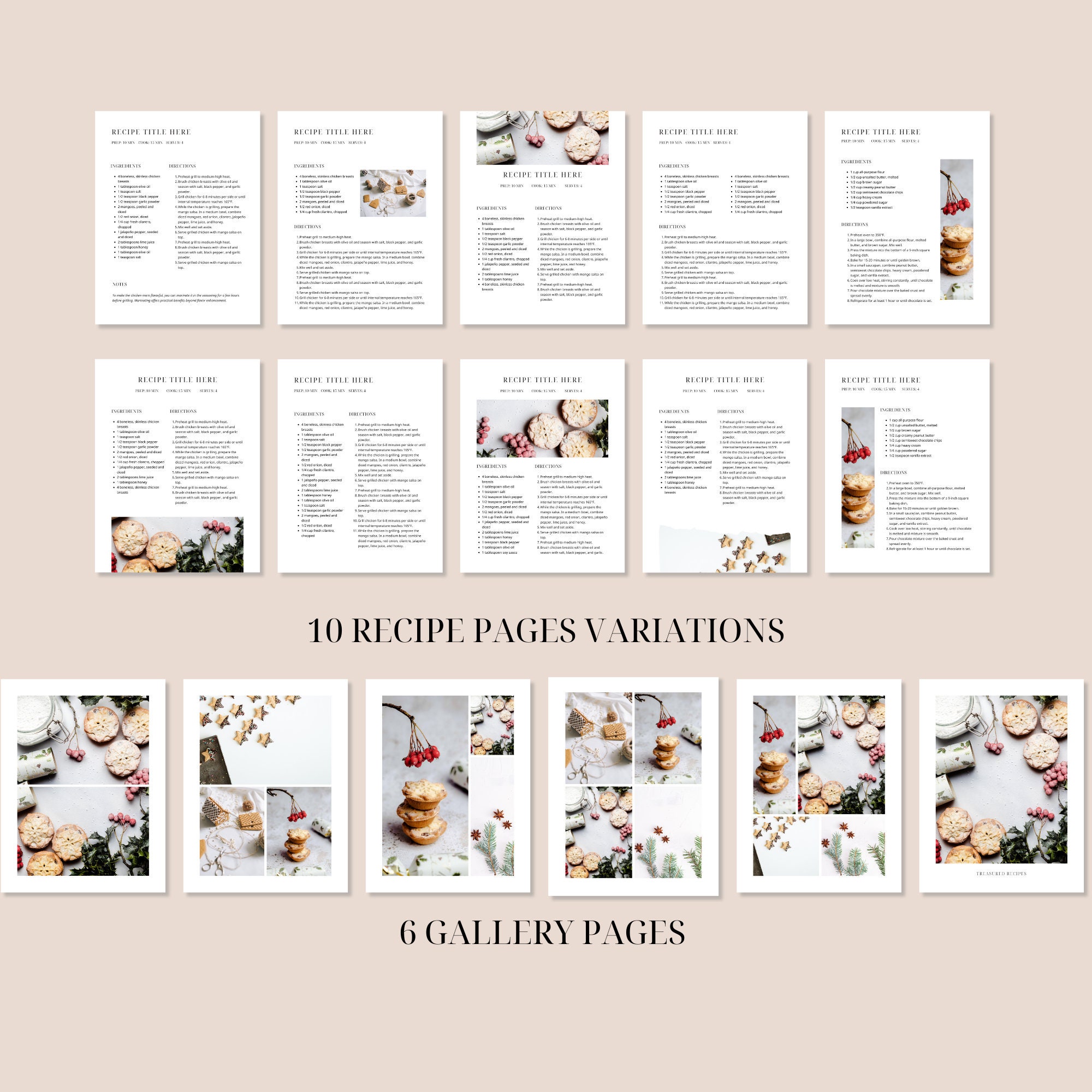 Unique Cookbook Example Christmas Cookbook Template, Holiday Recipe Book Editable Canva ...