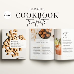 Cookbook Template, Editable Recipe Book Template, Printable Recipe Ebook, Canva Templates