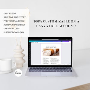 100 Page Cookbook Template, Recipe Book Template, Cook Book Template, Recipe Template, Canva Templates